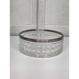 Vintage William Adams 24% Leaded Crystal Salad Bowl, Plated Rim ENGLAND